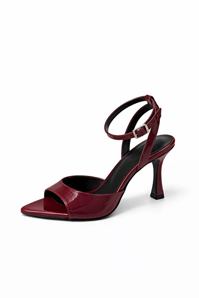 STRASWANS Boris Women's Heeled Patent Leather Sandals Burgundy