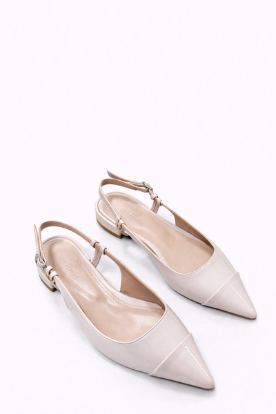 STRASWANS Hubert Women's Heeled Patent Leather Shoes Beige