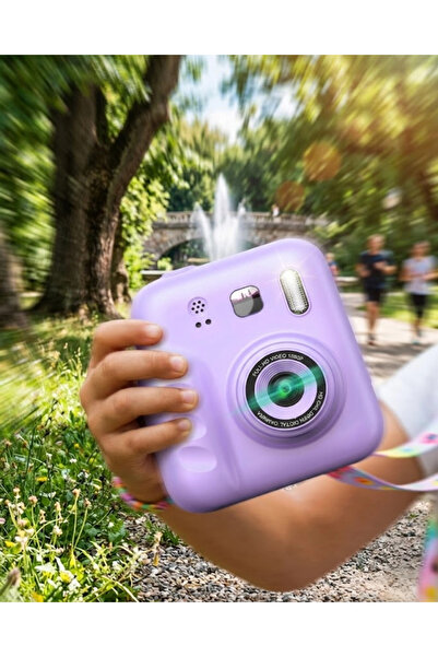 VLK Çocuk Dijital Fotoğraf Makinesi Anında Baskı ve 4 Rulo Kağıt 5 Kalem Hediye VLK