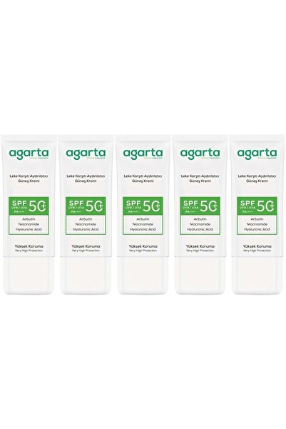 Agarta Anti-Blemish Brightening Spf+50 Factor Facial Sunscreen 50 ml (Set of 5)