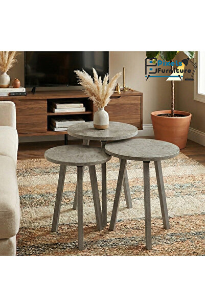 PixelsFurniture طقم طاولات 3 قطع بتصميم دائري من بكسل الأثاث, لتقديم القهوة و...