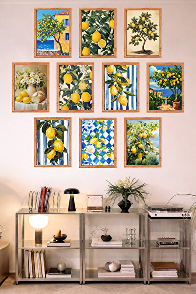 UNT 10-Piece Frame-Looking Feng Shui, Lemon, Japanese Style Minimalist Painti...