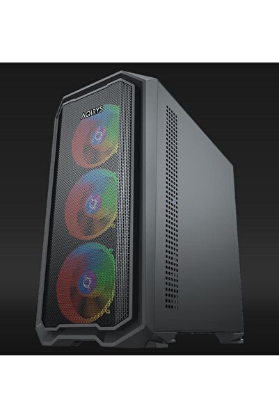 AQIRYS Carcasă PC Wezen Black Mini Tower cu sticlă securizată cu balamale, 4 ...