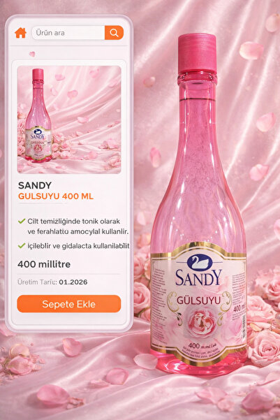 Sandy İçilebilir Gül Suyu 400 Ml Rose Pink To Tonik