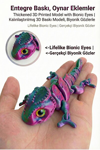 BBSKY 3D Yazıcı Bukalemun: Hareketli Eklemler, İpek PLA ve Harika Renk Geçişleri-Eğitici & Stres Oyuncağı