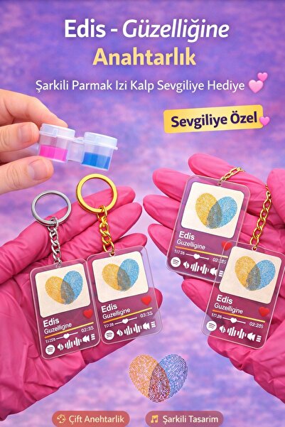 nolva Μπρελόκ Edis Beauty με τραγούδι και δαχτυλικό αποτύπωμα καρδιάς, δώρο γ...