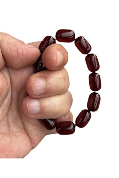 Trikala Premium Ottoman Inspired 12 Habbe 16X11 mm Crimped Fire Amber Bracele...