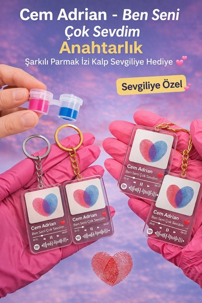 nolva Cem Adrian Σε Αγαπώ Πολύ Μπρελόκ με Τραγούδι και Δακτυλικό Αποτύπωμα Κα...