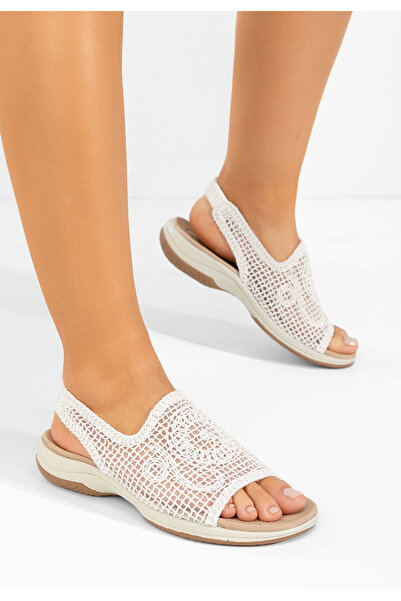 B T Shoes Γυναικεία σανδάλια Λαλιάνα λευκά