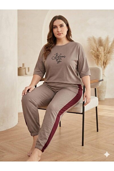 sleeproom Plus Size Two Yarn Women's Track Suit