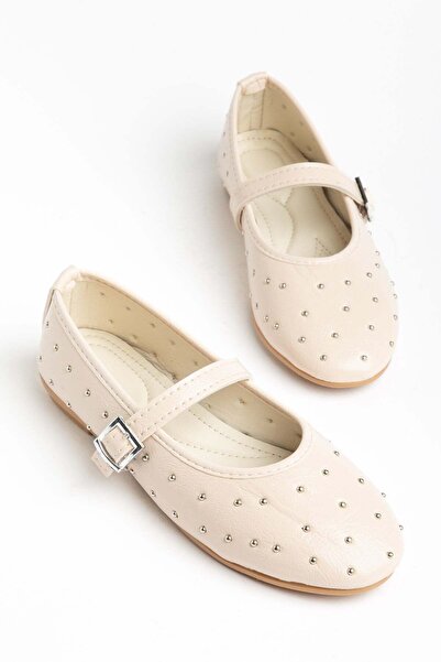 Dilimler Ayakkabı Women's Babet Beige Small Roklu with Helmet