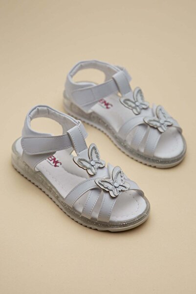 Dilimler Ayakkabı Şirinbebe Orthopedic Girls' Sandals with White Butterfly De...