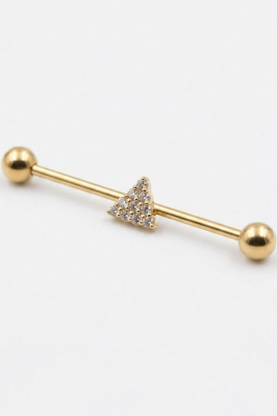 Blisse Piercing Kadın Üçgen Zirkon Taşlı Cerrahi Çelik Köprü Industrial Piercing