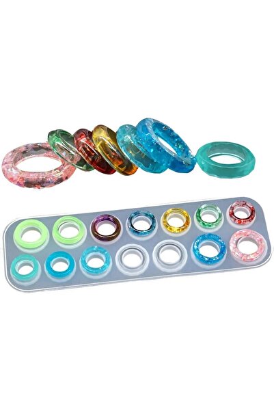 MERGAF Epoxy Resin Mold Ring Pendant Mold Set of 14