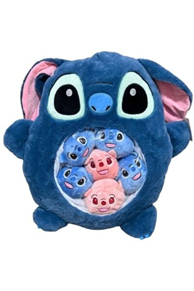 Stitch Μπλε Μαξιλάρι, Μαλακό Λούτρινο Παιχνίδι με 6 Μίνι Στιτς, 50 εκ.