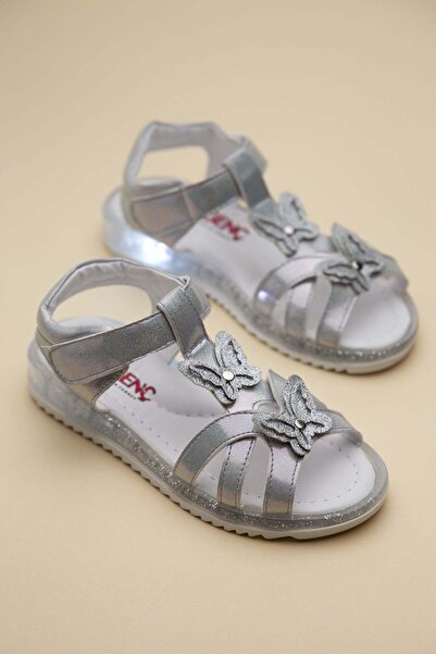 Dilimler Ayakkabı Şirinbebe Orthopedic Girls' Sandals with Silver Butterfly D...