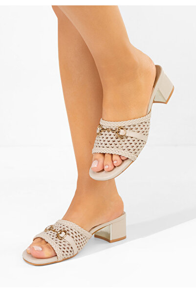 B T Shoes Μιουλ με χοντρό τακούνι Giustinia μπεζ