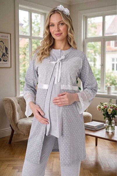 Lohussa New Season Gray Polka Dot Lace Summer Special Design 100% Cotton Mate...