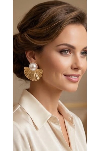 HOSBUTIK Gold inci büyük boy ZA küpe
