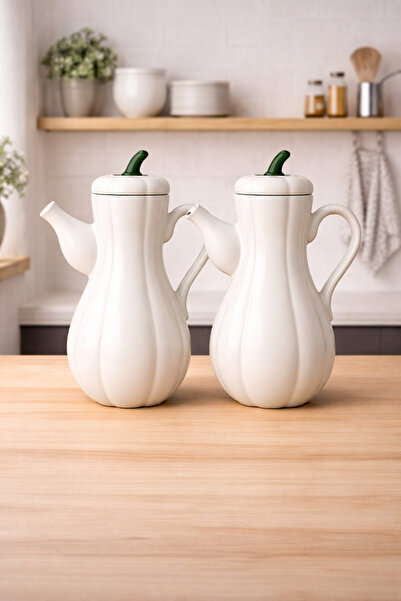 Woodcept. Set of 2 White Honey Pumpkin Design Vacuum Pumpkin Series Oil Bottl...