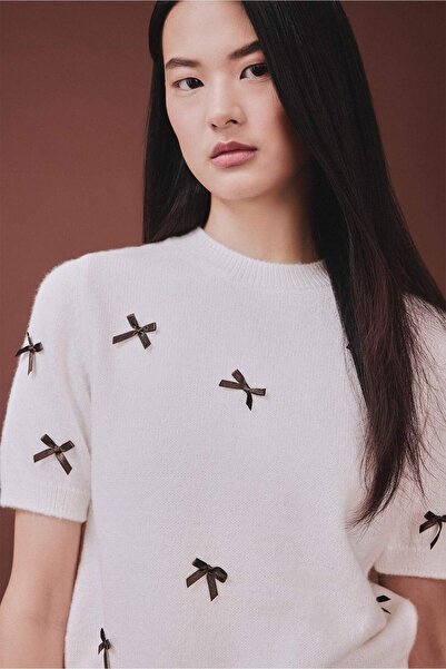 DeFacto Bow-Tie Short Sleeve Sweater H6694Ax26Sp