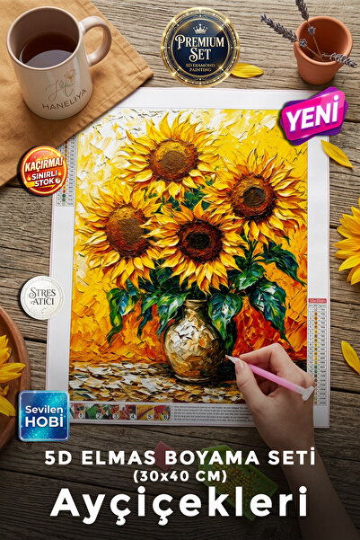 Haneliya 5D Elmas Boyama Seti | Diamond Painting Taşlı İşleme Boncuk Dizme Mo...