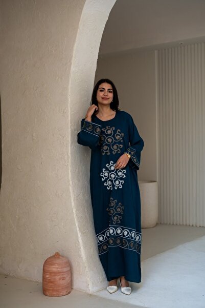 Graciana جلابية كتان Linen فاخر ملكي بقصة ماكسي
