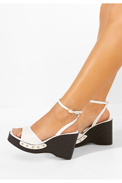 B T Shoes Πλατφόρμες σανδάλια Mirya λευκά