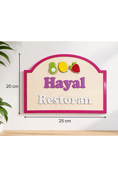 Boncukafası Ahşap İsme Özel Restoran Tabelası – Çocuk Oyun Mutfak Dekoru (20 cm)