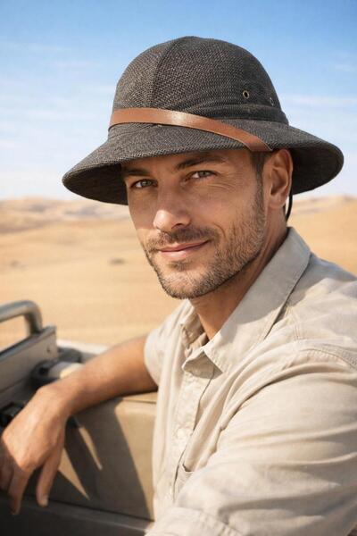 FELLMENS Black Premium Straw Safari Men's Hat