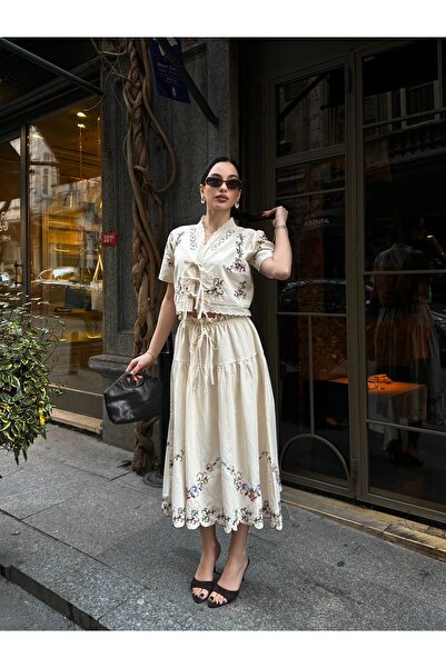 ASEDE Εισαγόμενο Υφασμάτινο Κεντημένο Σετ Φούστας Μποέμ