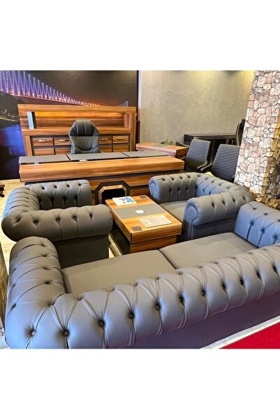 ENG OFİS MOBİLYALARI ANTRASIT SPOR BARON MAKAM TAKIMI FULL SET UYGUN FIYATA