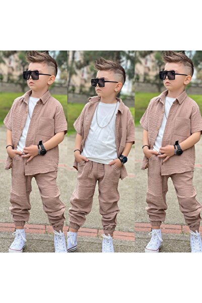 zavera for kids Αγορίστικο Καλοκαιρινό Σετ Μουσελίνας Oversize 3 τεμαχίων - 1...