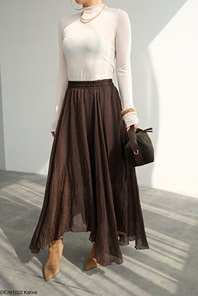 CADDELAMODA Γυναικεία φούστα premium με ασύμμετρη εφαρμογή και επένδυση