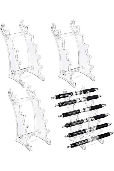 Arabest 4-Pack Clear Plastic Pen Holder, 6-Slot Organizer for Cosmetic Brushe...