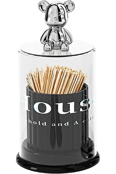 Arabest Bear-Themed Toothpick Holder and Cotton Swab Dispenser, Multi-Purpose...