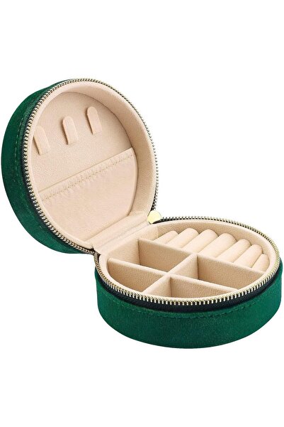 Arabest Compact Travel Jewelry Storage Box, Oval Velvet Desktop Organizer for...