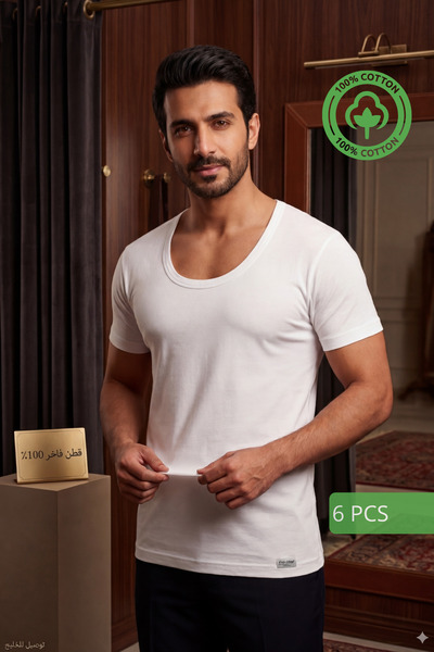 big mama 100% Cotton Undershirts - Men's Premium White Undershirts, Set of 6 ...