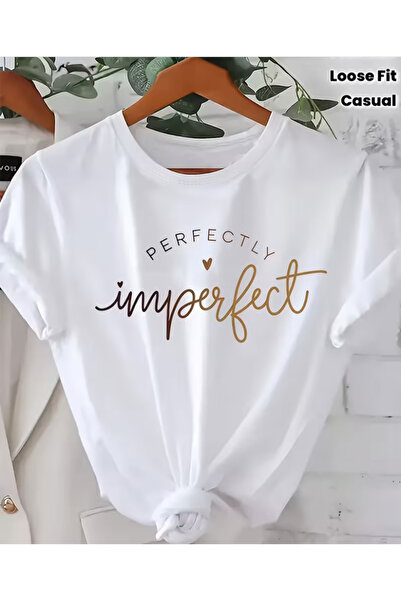 LİNA06 Women's Oversized T-Shirt - Loose Fit Round Neck Short Sleeve Top Suit...