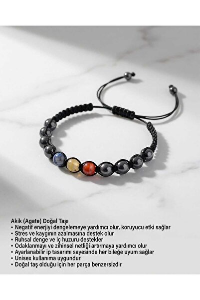 Lunexa Agate Natural Stone Bracelet Unisex Drawstring Adjustable Handmade Luc...