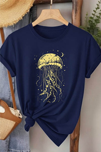 l'eivor Jellyfish & Star Printed Women's Cotton T-Shirt