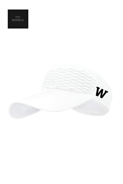 Weweus Kadın Erkek Unisex Lüks Beyaz W Nakışlı Uv Korumalı Tenis Golf Vizör Y...