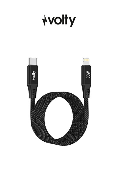 Volty Type-C to Lightning iPhone Şarj Kablosu | 30W PD Hızlı Şarj, 480Mbps, 1...