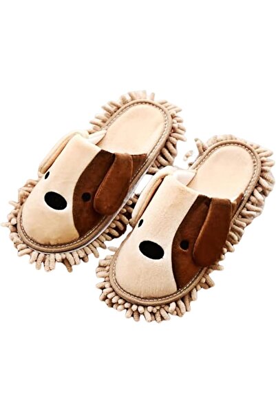 Yelejoy Microfiber Mop Slippers, Washable Floor Cleaning House Shoes, Khaki