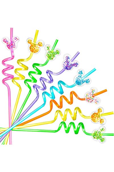 Yelejoy 12 قطعة من شفاطات الشرب اللامعة على شكل أذن فأر، شفاطات قابلة لإعادة ...