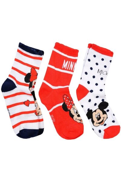 Minnie Mouse Set de 3 șosete, 75% bumbac, Minnie și Mickey Mouse, Multicolor