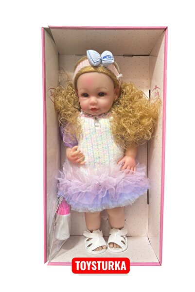 TOYSTURKA 55 Cm Gerçekçi Yenidoğan Biberonlu Bebek – Sesli Oyuncak Et Bebek