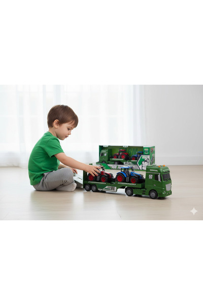 GLOBO Camion Cu Trailer Si 2 Tractoare Incluse, Sunete, Lumini, Rampa Pentru ...