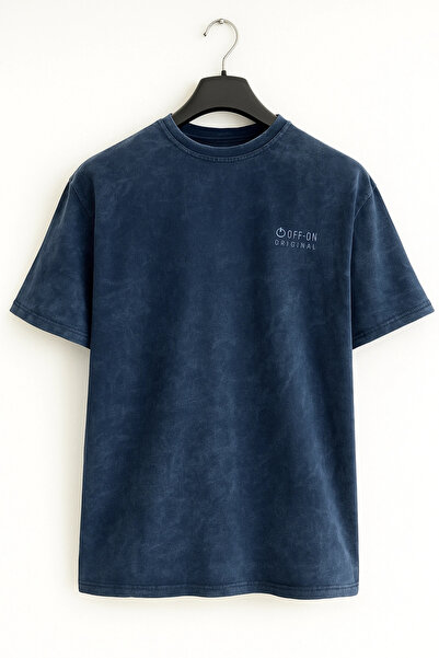 Edwox Men's Washed Fabric Premium T-Shirt Blue Cd104