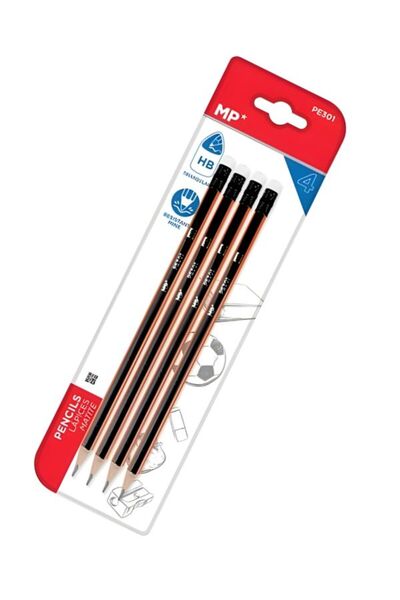 MP1 MP PE301 GRAPHITE PENCIL HB WITH ERASER 4 اقلام بنسل